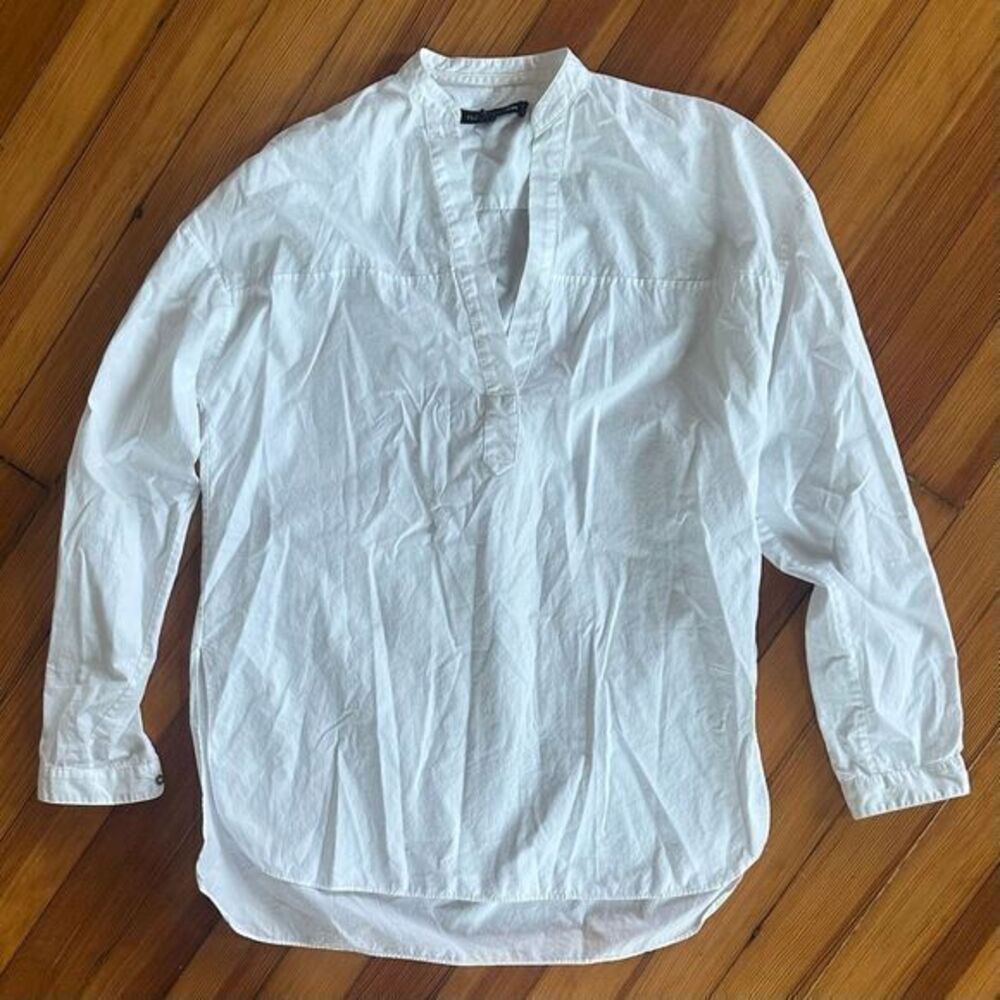 rag & bone 100% Cotton Collarless Popover Blouse in White Size XS